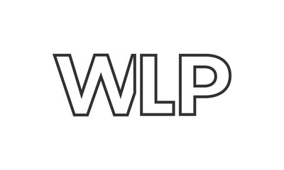 WLP logo design template with strong and modern bold text. Initial based vector logotype featuring simple and minimal typography. Trendy company identity.