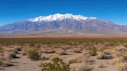 Fototapeta premium Majestic Snow-Capped Mountain Range Against Clear Blue Sky