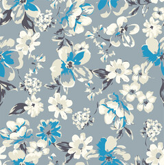 botanical floral vector seamless pattern with roses herbs and leaves big set background with flowers