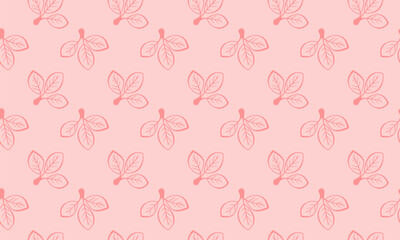 Hand drawn floral pattern vector design. Simple ornament with plant and leaf.