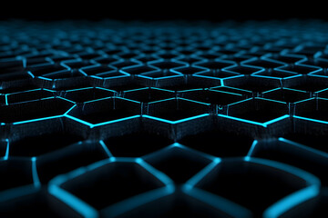 Fototapeta premium Futuristic Hexagonal Grid with Glowing Blue Lines in Abstract Design