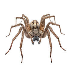 Obraz premium Wolf Spider Close-Up: A detailed, captivating image of a wolf spider, showcasing its intricate features and textured body. The spider's eight eyes and hairy legs are vividly captured.