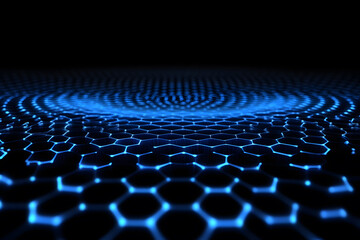 Fototapeta premium Futuristic Hexagonal Grid with Glowing Blue Lines in Abstract Design
