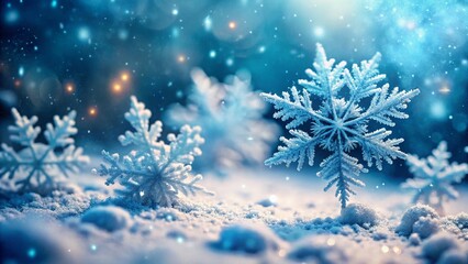 Serene Winter Wonderland: Soft Blue Snowflakes Background