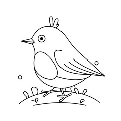 Baby Robin vector line art