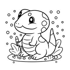 Baby Salamander vector line art
