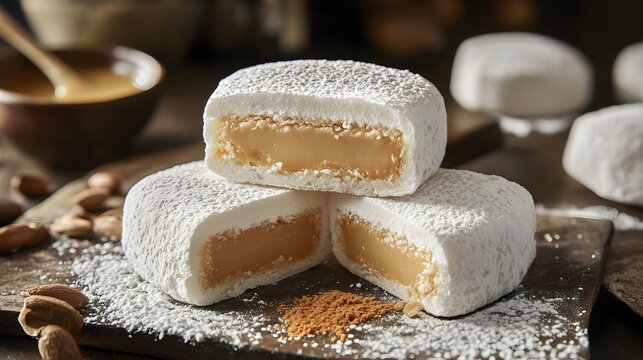 Alfajores traditional dessert sweet food peru argentina filles with manjar blanco dulce de leche