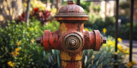 Fototapeta premium Unique ancient fire hydrant showcasing historical design, this fire hydrant captures the charm of vintage firefighting equipment with intricate details and a fascinating story behind fire hydrants.