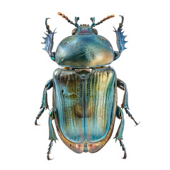 Iridescent Beetle: A stunning close-up of a beetle with iridescent, blue and gold shell. The intricate details of the beetle's exoskeleton are showcased in this high-resolution photograph.  
