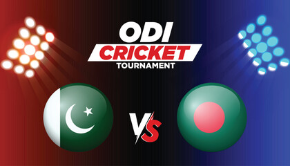 PAKISTAN VS BANGLADESH template for sports. Cricket International Tournament 2025 vector illustration graphics. PAK VS BAN Clash.
