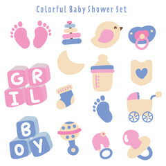 Colorful Baby Shower Set Graphic