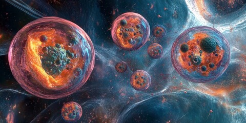 Hepatocytes in the process of mitosis exhibit cell division and apoptosis, with stages including prophase, metaphase, anaphase, and telophase showcasing the dynamic nature of hepatocyte activity.