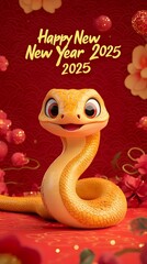 Fototapeta premium Happy New Year 2025 - Year of the Snake