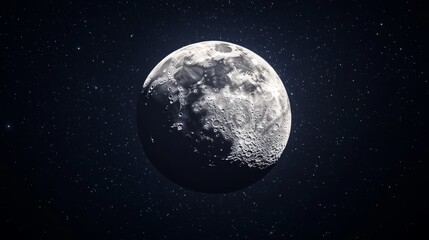 High quality night shot of a captivating half moon, showcasing its beauty and details, perfect for illustrating themes related to the night sky and lunar imagery featuring the half moon.