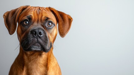 Obraz premium Curious brown dog against a light background