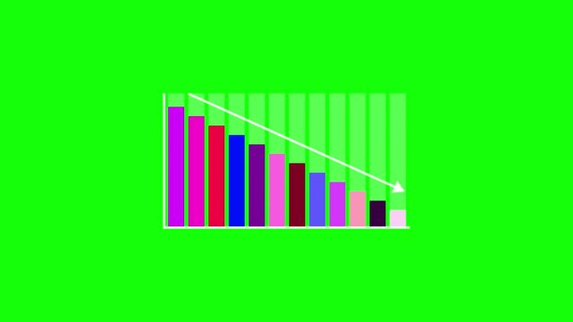 Animated infographic growing down showing economic crisis, recession, decrease graph or profit down. Suitable to place on business and finance content