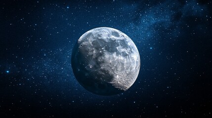 High quality night shot of a captivating half moon, showcasing its beauty and details, perfect for illustrating themes related to the night sky and lunar imagery featuring the half moon.