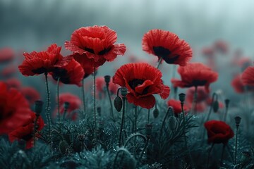 Red poppies in the field 32k uhd insane details