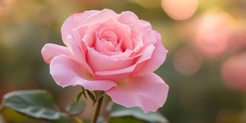 A stunning closeup of a beautiful pink garden rose showcases its delicate petals against a softly blurred background, highlighting the exquisite beauty of the pink garden rose.