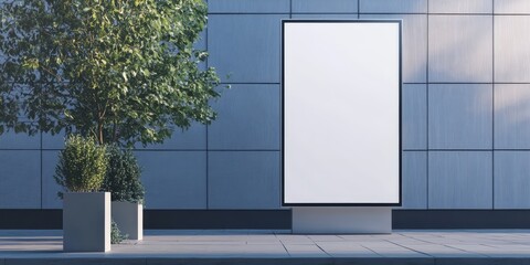 Vertical billboard screen mockup featuring a large advertising space ideal for showcasing creative ads. This vertical billboard screen serves as a versatile platform for impactful advertising.