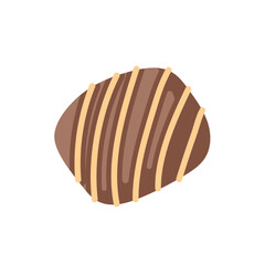 Chocolate candy mocha mousse color with caramel lines on top in flat style. Perfect for theme of sweet, dessert, celebration and Valentines Day.