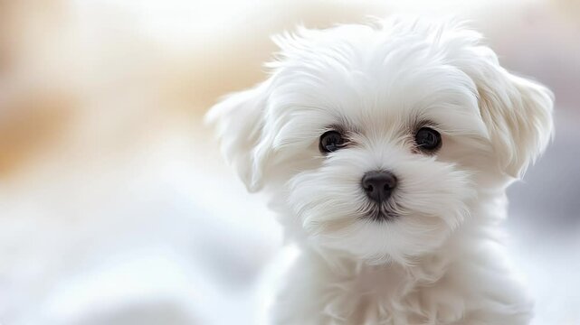Adorable Maltese Puppy Portrait: Fluffy White Canine