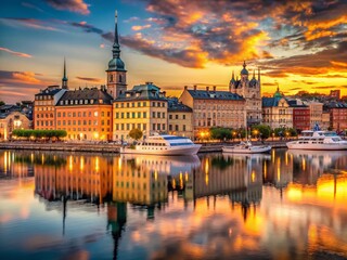 Obraz premium Stunning Stockholm Waterfront View: High-Resolution Stock Photo