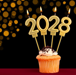 Happy New Year 2028 - Candles in the form of lit numbers