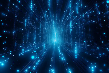 Fototapeta premium Futuristic Abstract Blue Waveforms with Starry Background