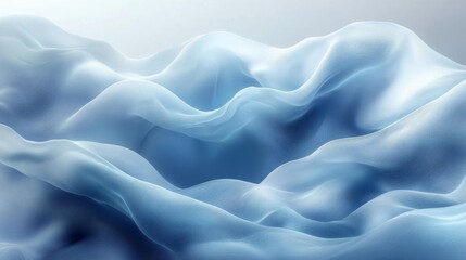 Obraz premium Abstract Soft Waves with Light Blue Curves. Generative AI