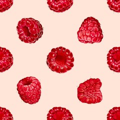 seamless pattern with raspberry red raspberries fruit berry desserthealthy