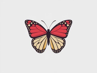 Naklejka premium Illustration of a Vibrant Red Butterfly on a Light Background