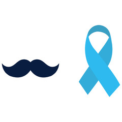 Prostate cancer awareness ribbon with moustaches. Movember Prostate Cancer Day.