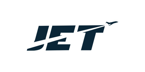Simple Jet aircraft logo, jet plane trace cleavage logo