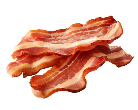 a stack of bacon on a white background