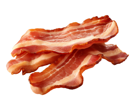 a stack of bacon on a white background