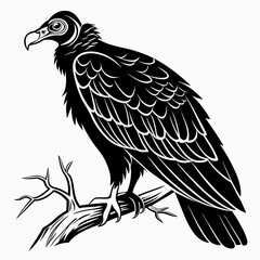 Turkey Vulture vector silhouette black design white background
