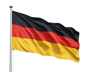 Obraz premium A German flag waving in the wind, with the traditional black, red, and gold colors
