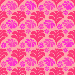 Floral pattern design, flower and leaves mosaic pattern, tiled motif background