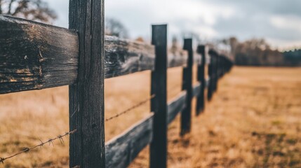 Fototapeta premium Close-Up Fencing in a Countryside Landscape
