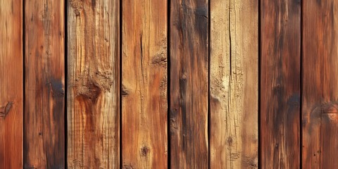 Fototapeta premium Vertical brown wooden planks create a rich wood texture, ideal for a rustic background. This wood texture enhances any design, making it perfect for natural, rustic themes.