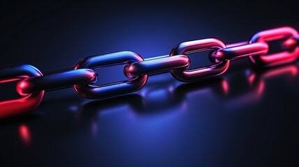 Obraz premium Futuristic Data Blockchain Network, Pulsating Nodes and Secure Chains on Dark Backdrop, Vibrant Digital Grid Concept