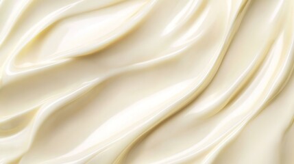 Obraz premium A close-up of creamy mayonnaise, highlighting its smooth texture and rich color against the white background.