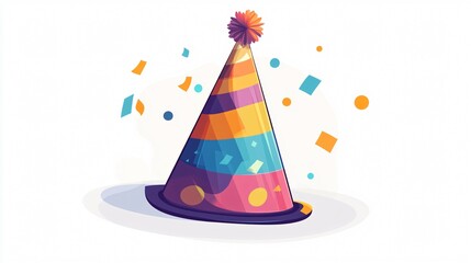 Colorful Party Hat Vector Illustration for Celebratory Events and Festivities