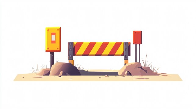 Professional Under Construction Road Barrier Vector Illustration for Projects