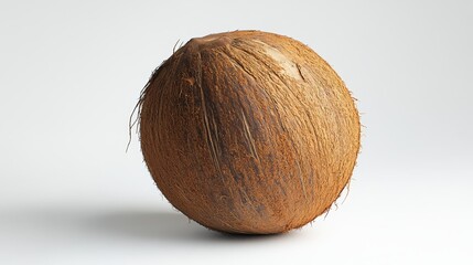 Isolated brown coconut on a white background, showcasing the unique features of the brown coconut. This brown coconut stands out with its rich texture and natural beauty.