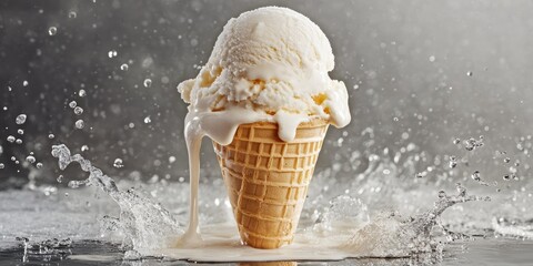 The melting of ice cream demonstrates a natural scientific discovery related to the defrosting cone, illustrating the effects of cold temperatures on the substance.