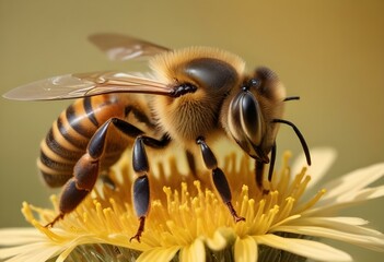 honey bee with its wings