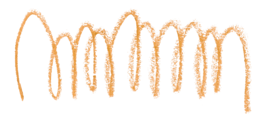 Orange pencil strokes isolated on transparent background