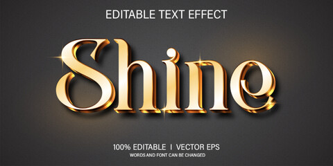 shine vector text effect with modern style design